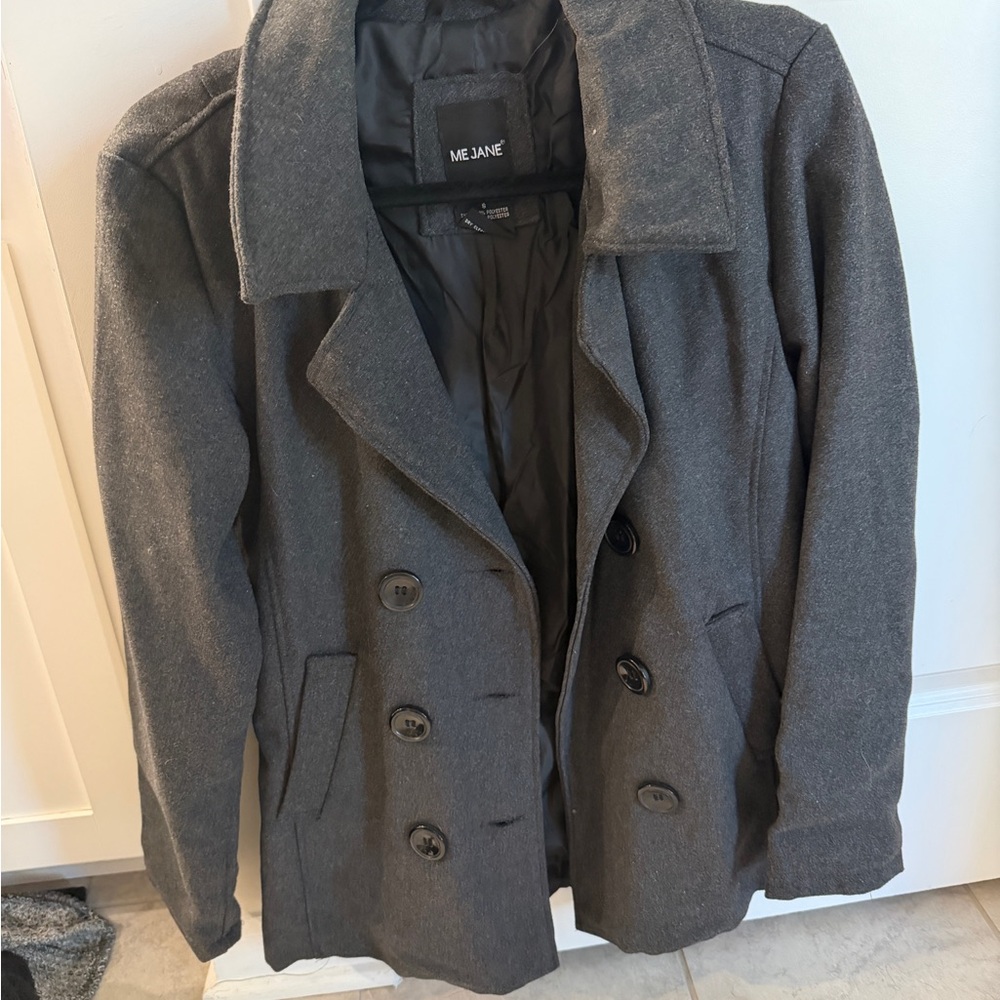 Me Jane Charcoal Double-Breasted Coat